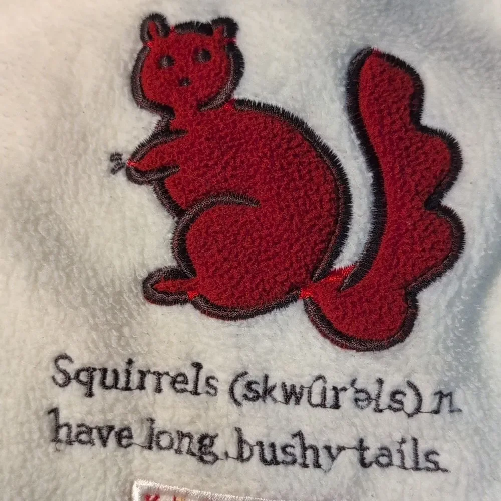 Gap Baby Y2K Vintage White Fleece‎ Embroidered Squirrel Romper Outfit 3/6 Months